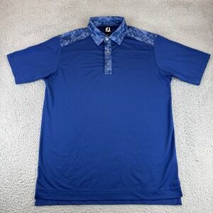 FootJoy Golf Men's Medium Stretch 3-Button Collar Short Sleeve Polo Shirt Blue